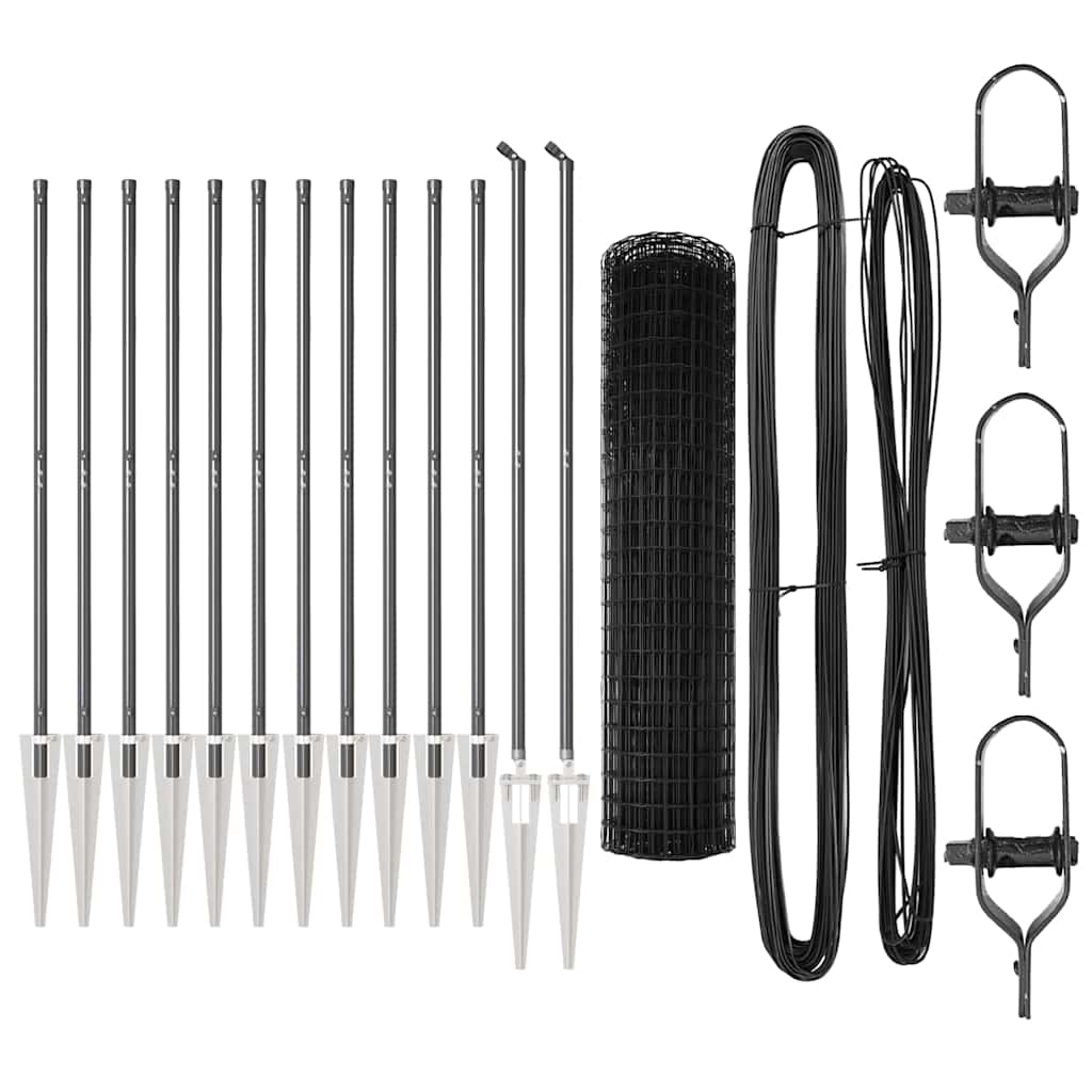 Zaun mit Pfosten Grau 1.2 x 25 m Stahl