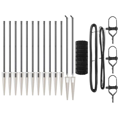 Zaun mit Pfosten Grau 0,6 x 25 m Stahl