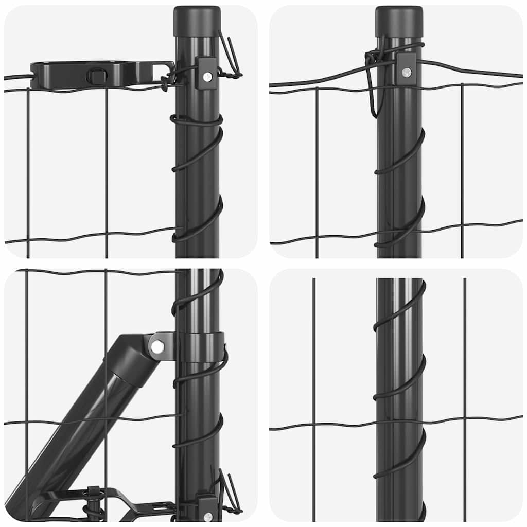 Zaun mit Pfosten Grau 0.8 x 25 m Stahl
