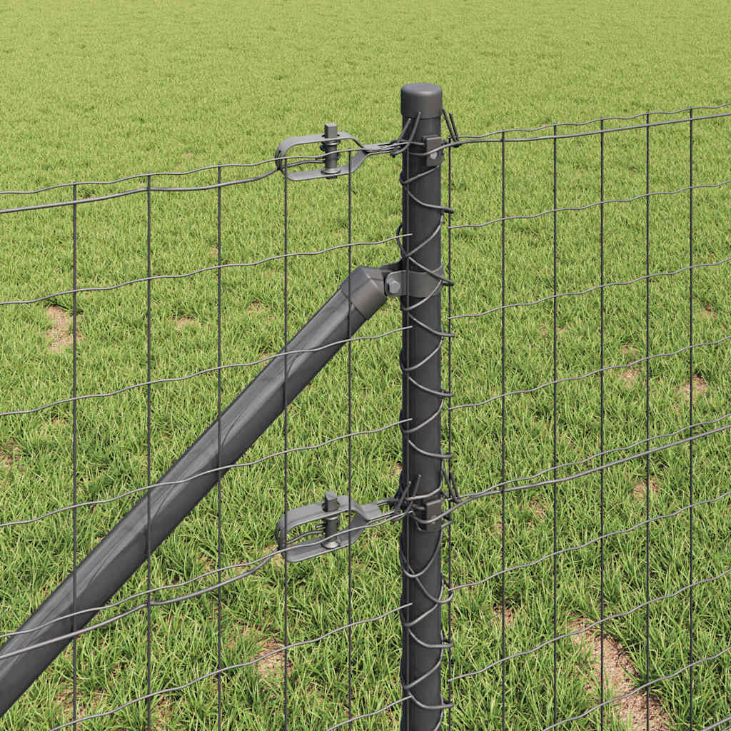 Zaun mit Pfosten Grau 0,8 x 25 m Stahl