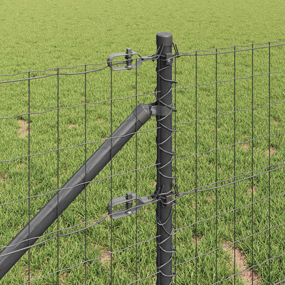 Zaun mit Pfosten Grau 0,8 x 25 m Stahl