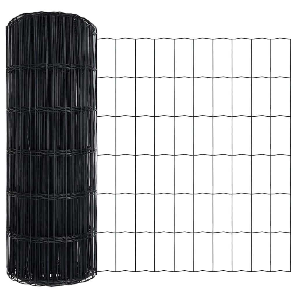 Zaun mit Pfosten Grau 0.8 x 25 m Stahl
