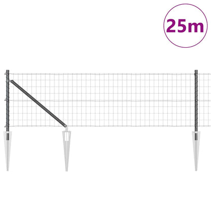 Zaun mit Pfosten Grau 0.8 x 25 m Stahl