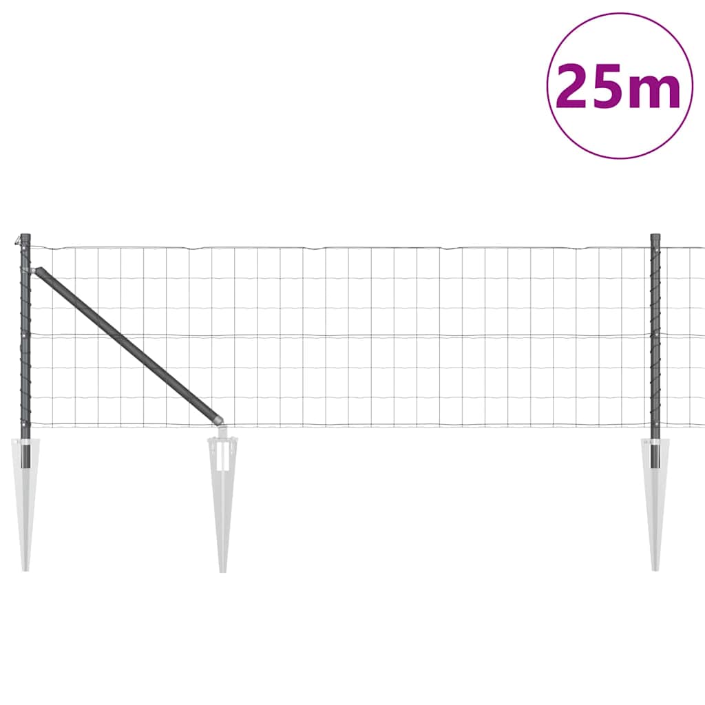 Zaun mit Pfosten Grau 0,4 x 25 m Stahl
