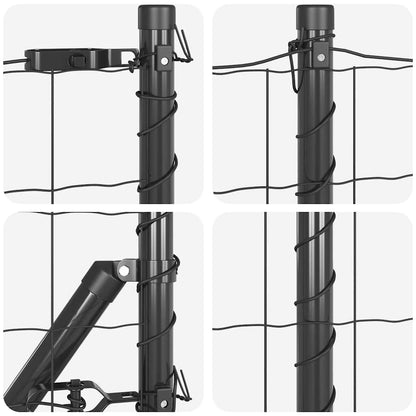 Zaun mit Pfosten Grau 0.8 x 25 m Stahl