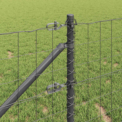 Zaun mit Pfosten Grau 0,8 x 25 m Stahl