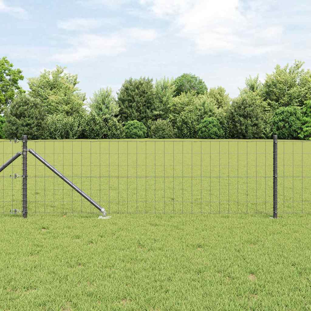 Zaun mit Pfosten Grau 0.8 x 25 m Stahl