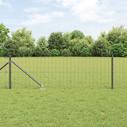 Zaun mit Pfosten Grau 0.8 x 25 m Stahl