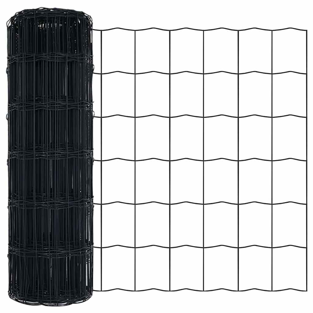 Zaun mit Pfosten Grau 0.8 x 25 m Stahl