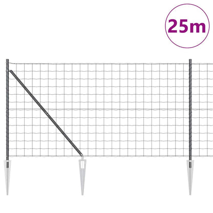 Zaun mit Pfosten Grau 1.2 x 25 m Stahl