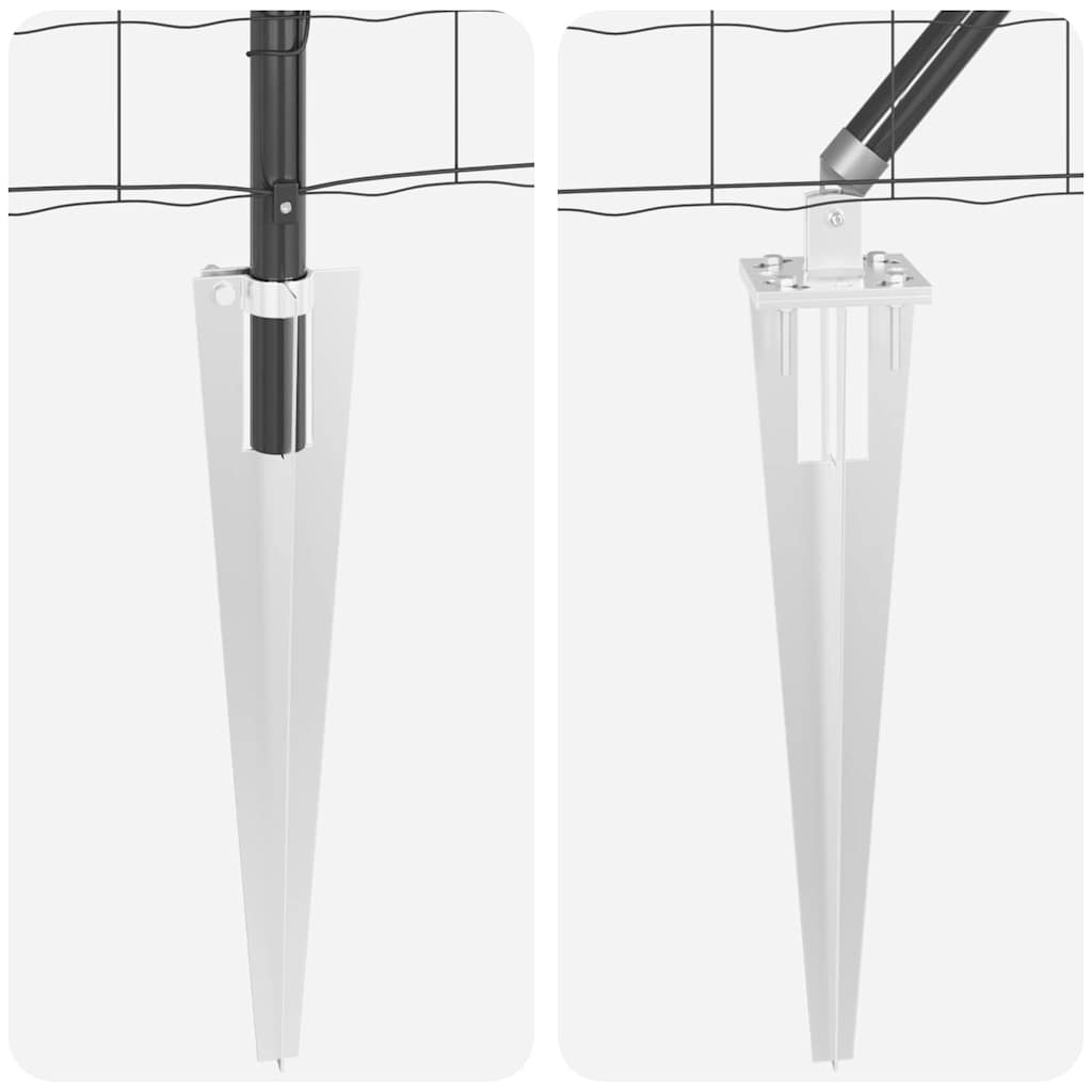Zaun mit Pfosten Grau 0.6 x 50 m Stahl