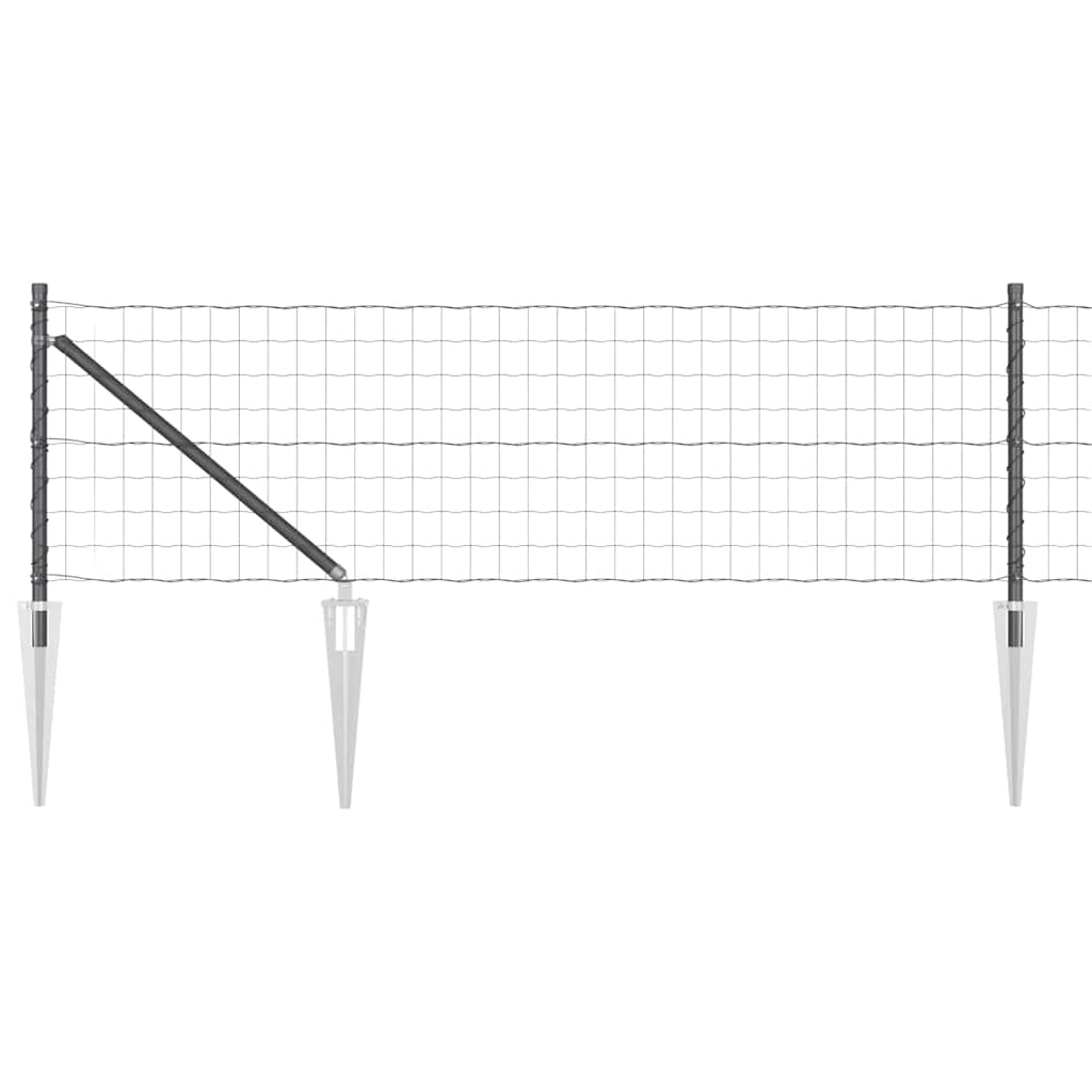 Zaun mit Pfosten Grau 0.8 x 10 m Stahl