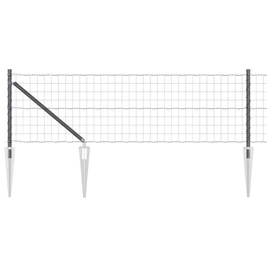 Zaun mit Pfosten Grau 0.8 x 10 m Stahl