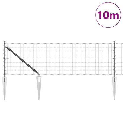 Zaun mit Pfosten Grau 0.8 x 10 m Stahl