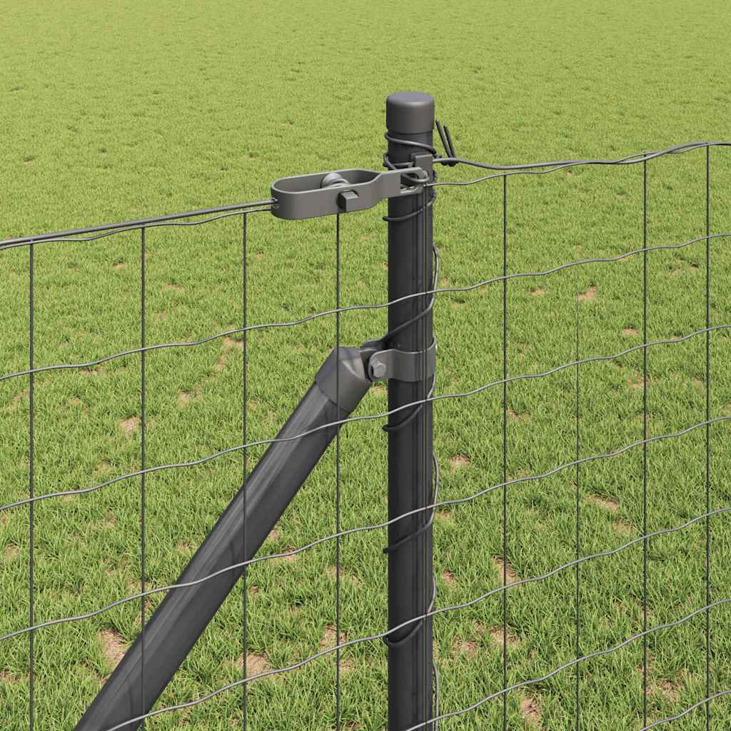 Zaun mit Pfosten Grau 1,2 x 10 m Stahl