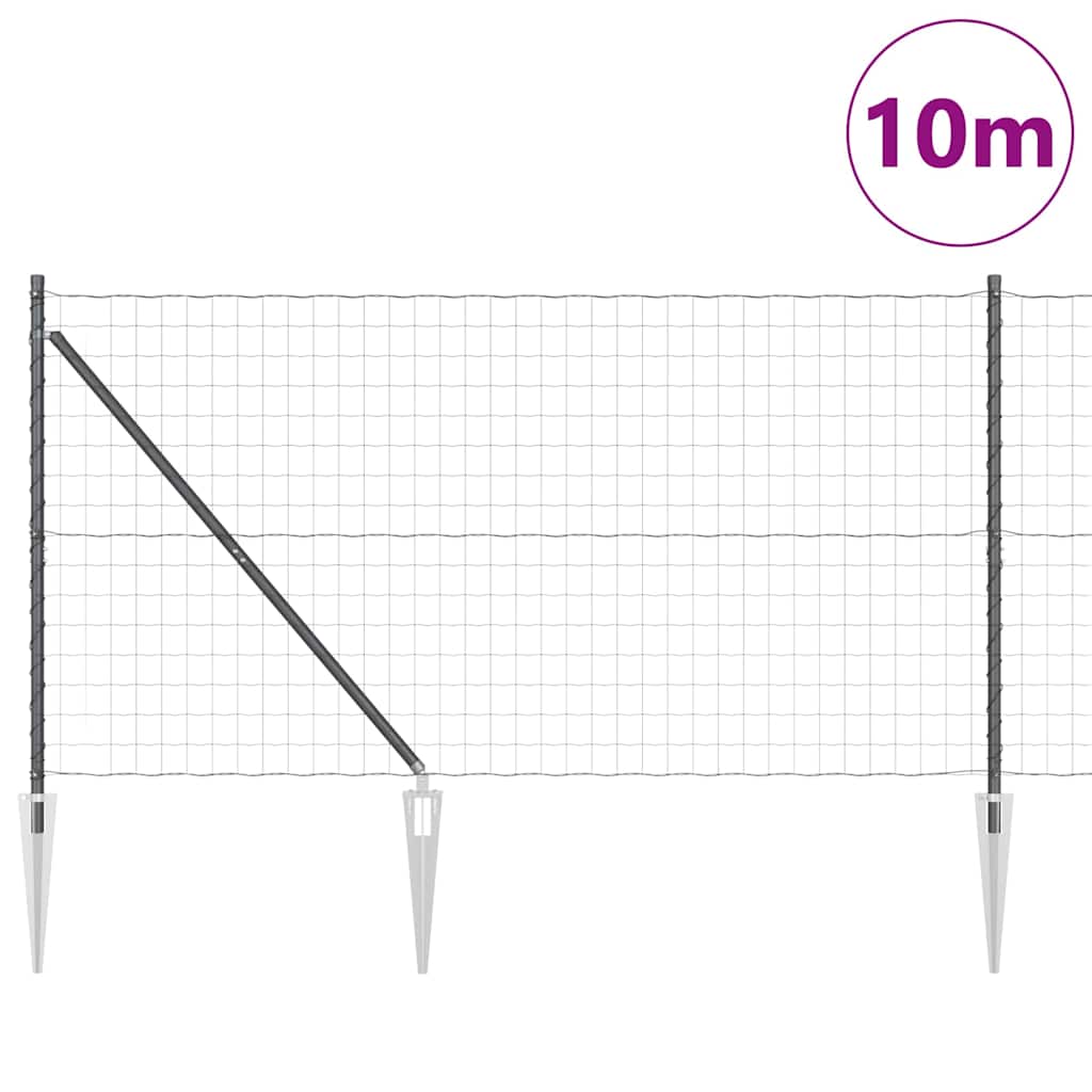 Zaun mit Pfosten Grau 1.2 x 10 m Stahl