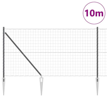 Zaun mit Pfosten Grau 1.2 x 10 m Stahl