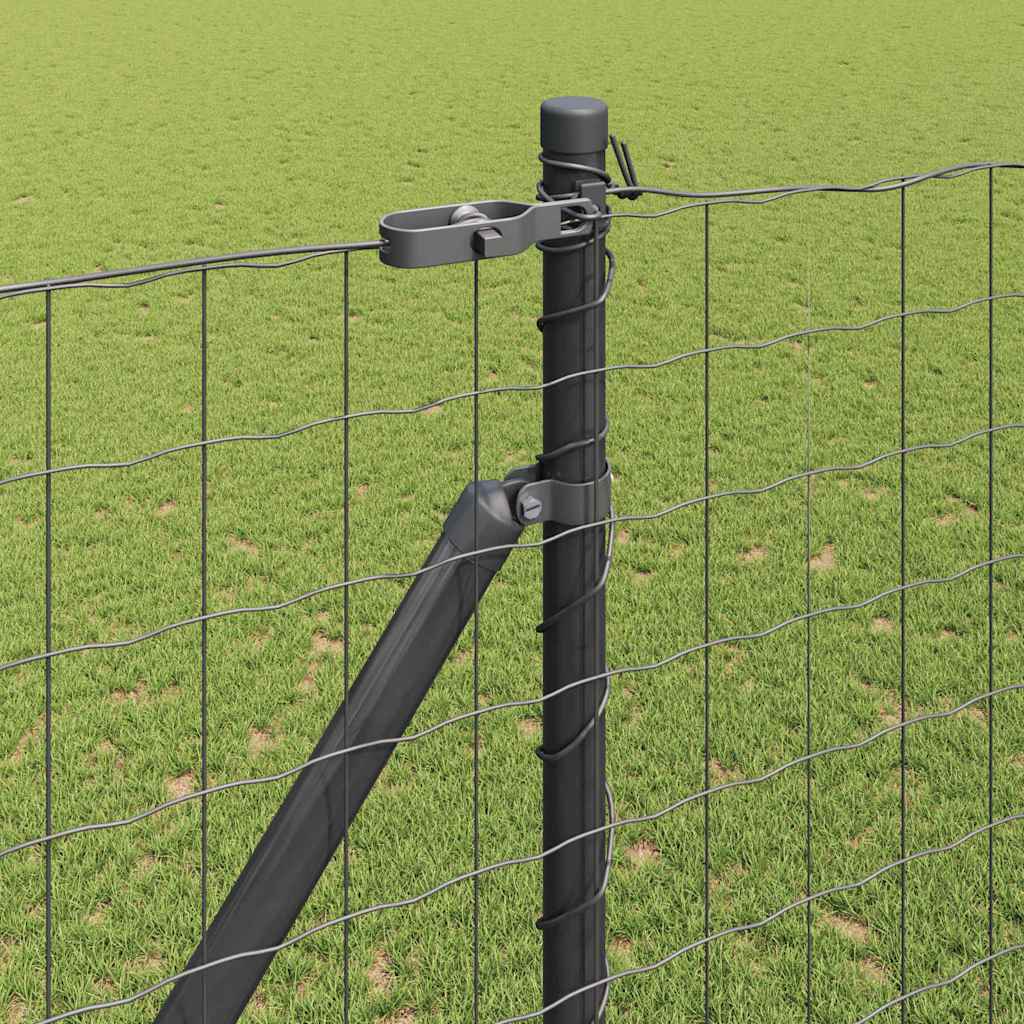 Zaun mit Pfosten Grau 1,5 x 10 m Stahl