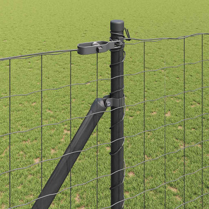 Zaun mit Pfosten Grau 1,5 x 10 m Stahl