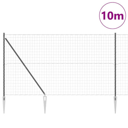 Zaun mit Pfosten Grau 1.5 x 10 m Stahl