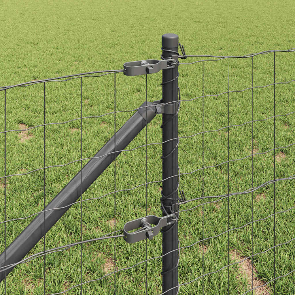 Zaun mit Pfosten Grau 0,4 x 25 m Stahl