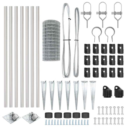 Zaun mit Pfosten Silber 0,6 x 10 m Stahl