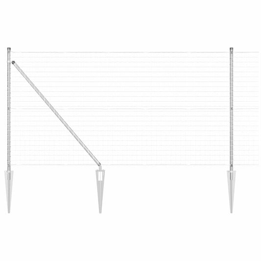 Zaun mit Pfosten Silber 1 x 10 m Stahl