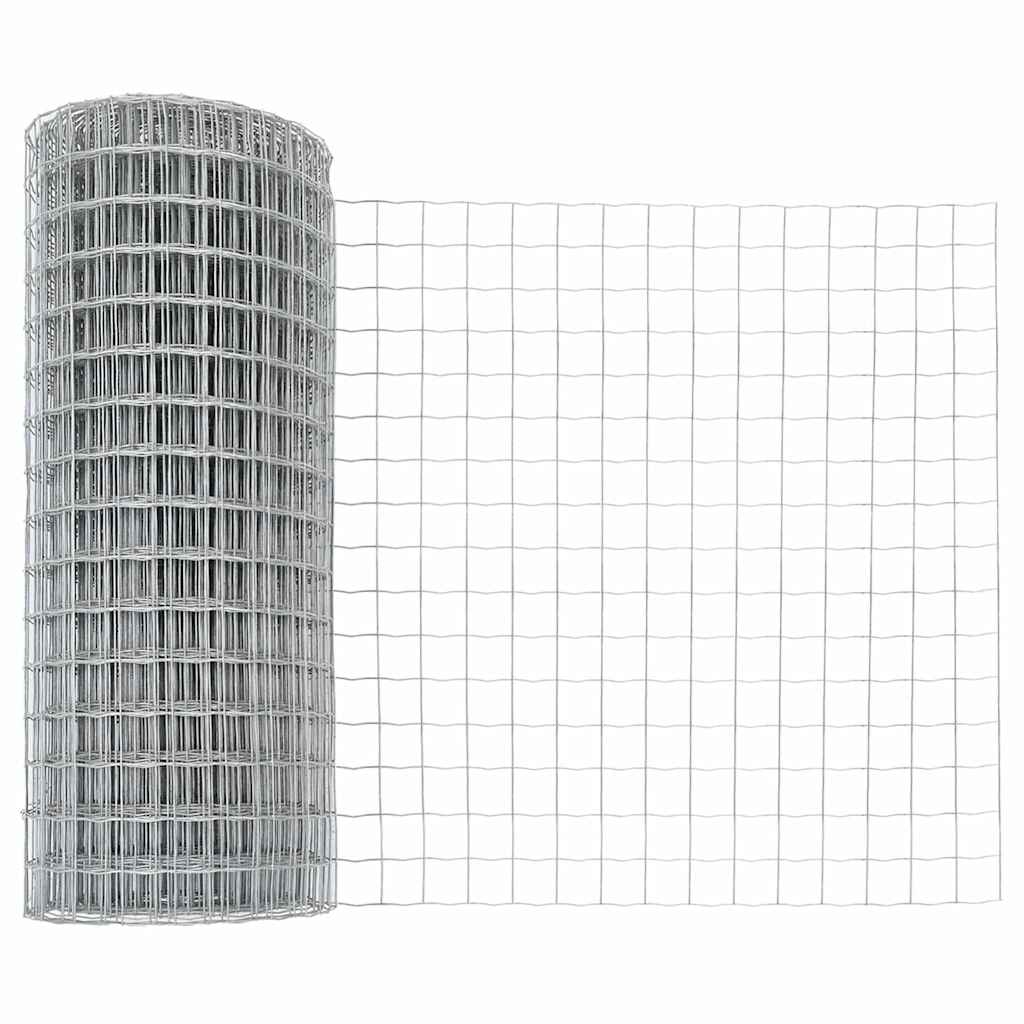 Zaun mit Pfosten Silber 1 x 10 m Stahl
