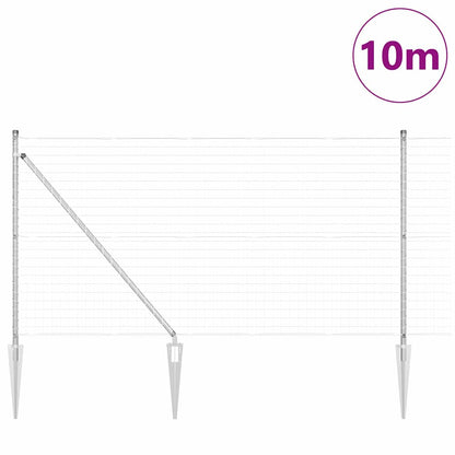 Zaun mit Pfosten Silber 1 x 10 m Stahl