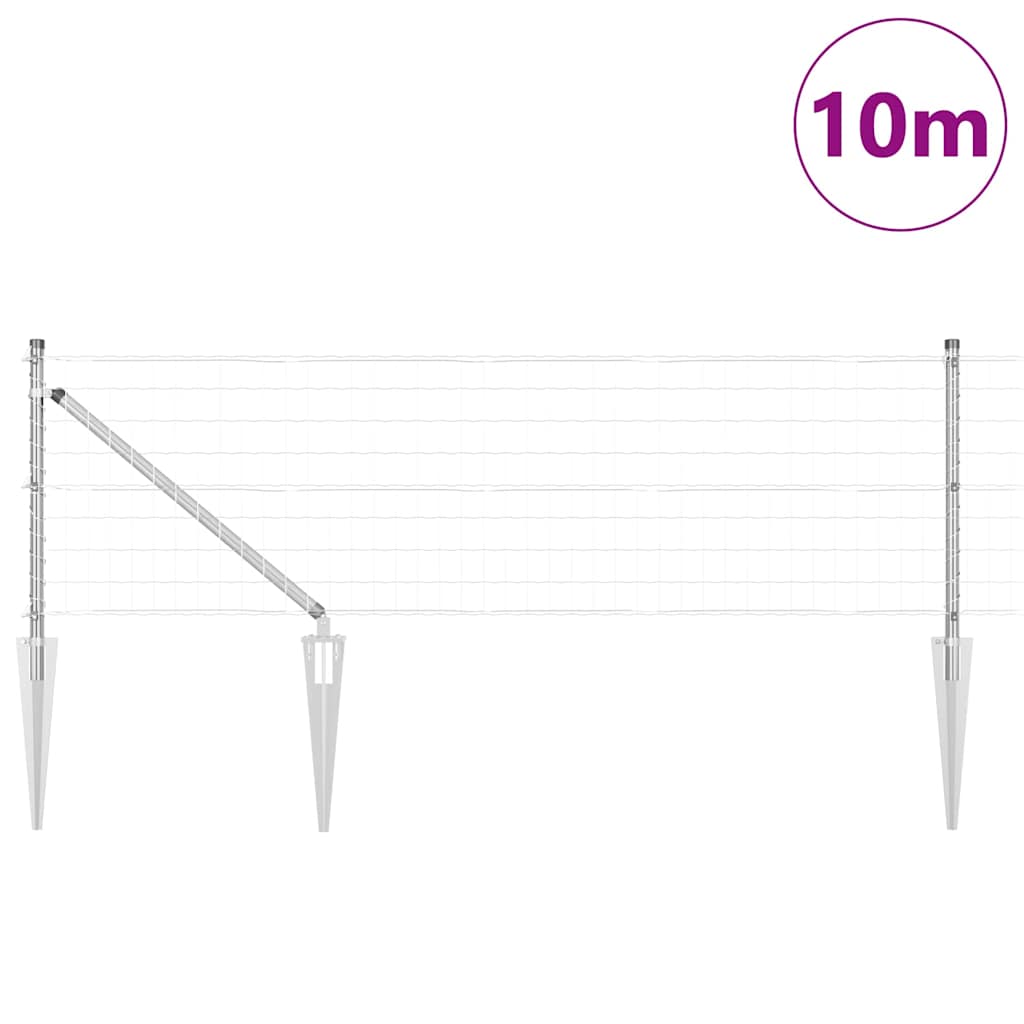 Zaun mit Pfosten Silber 0,4 x 10 m Stahl