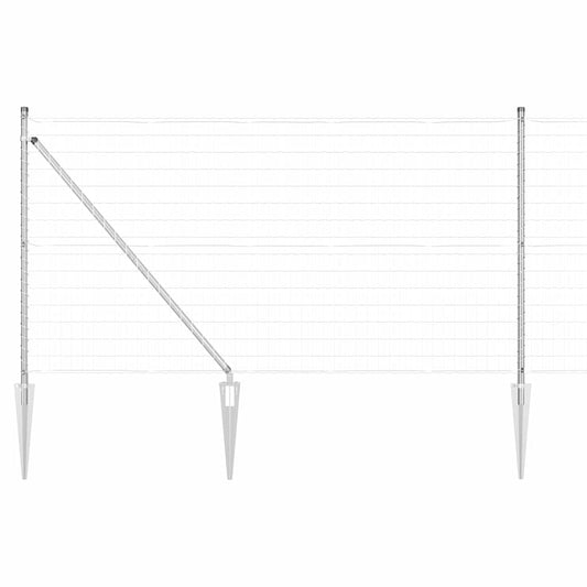 Zaun mit Pfosten Silber 1 x 10 m Stahl