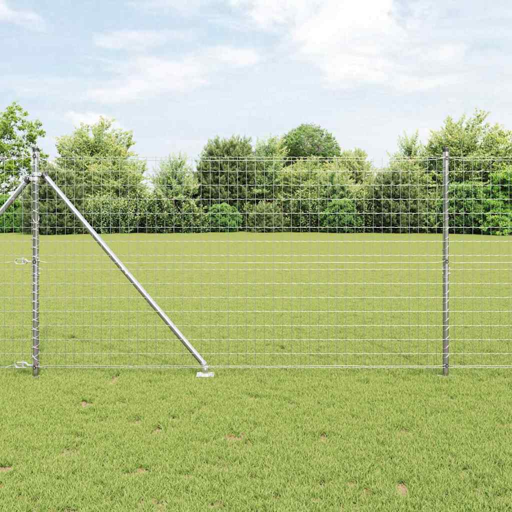 Zaun mit Pfosten Silber 1.4 x 10 m Stahl