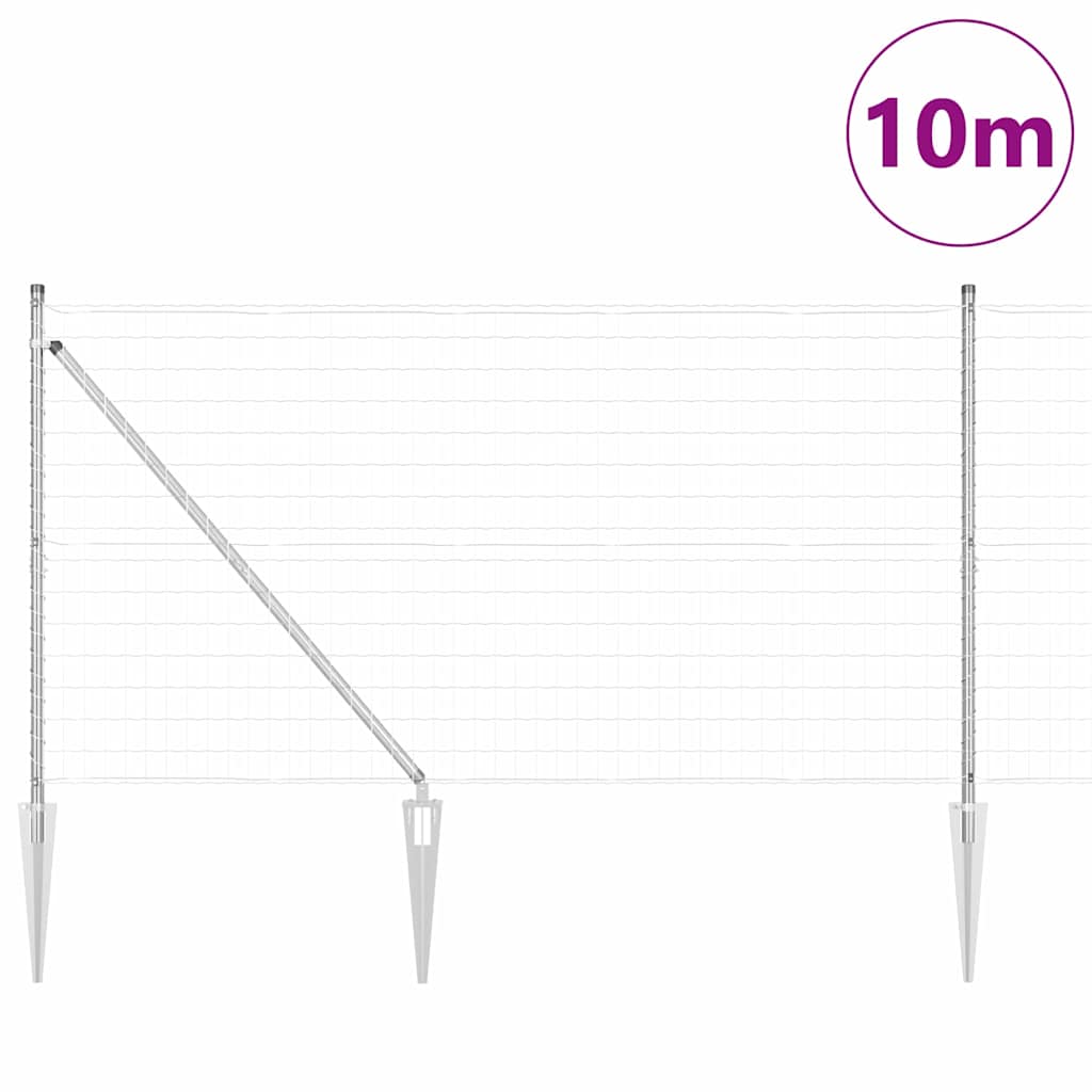 Zaun mit Pfosten Silber 1.4 x 10 m Stahl
