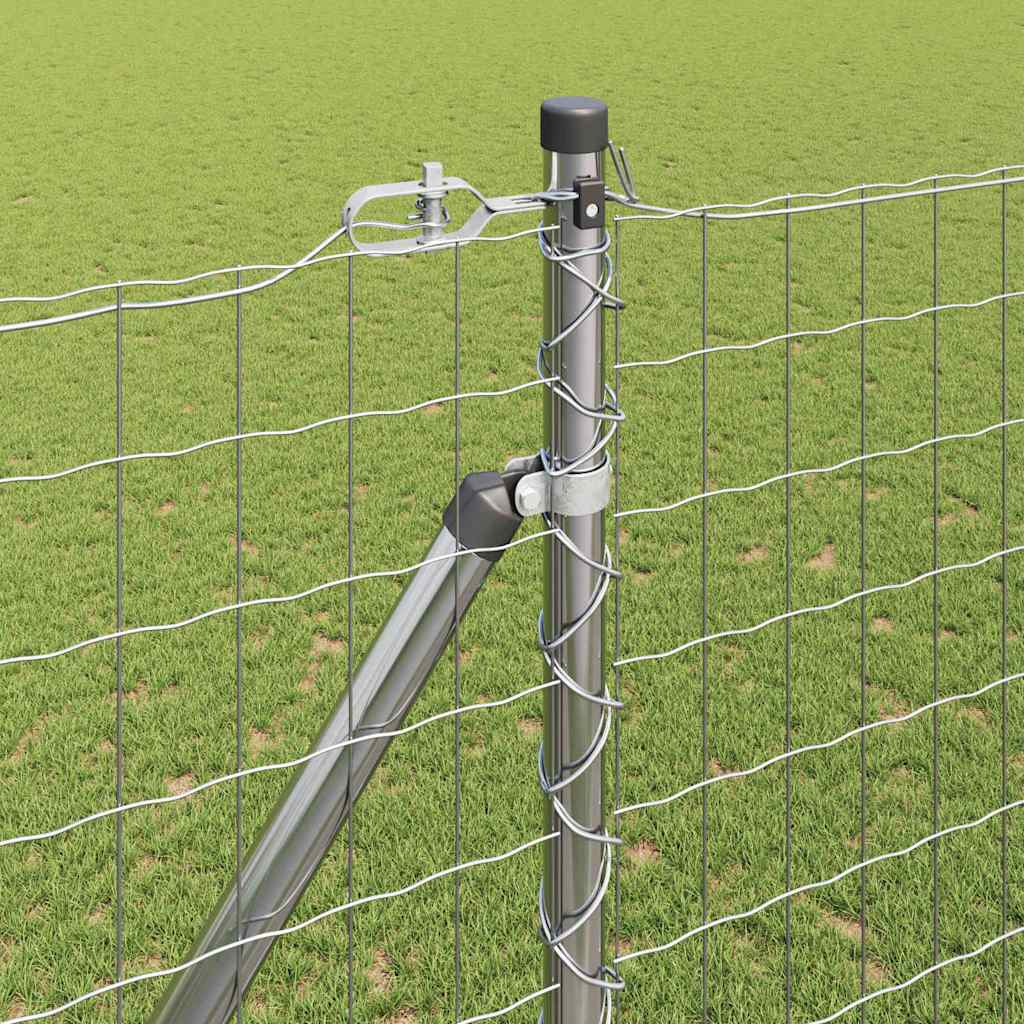 Zaun mit Pfosten Silber 1,5 x 10 m Stahl
