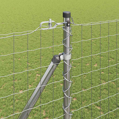 Zaun mit Pfosten Silber 1,5 x 10 m Stahl