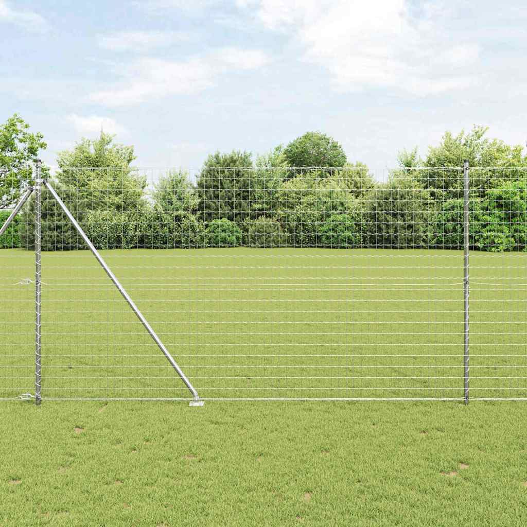 Zaun mit Pfosten Silber 1.6 x 10 m Stahl