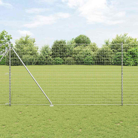 Zaun mit Pfosten Silber 1.6 x 10 m Stahl