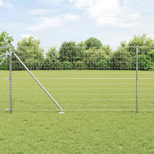 Zaun mit Pfosten Silber 1.2 x 10 m Stahl