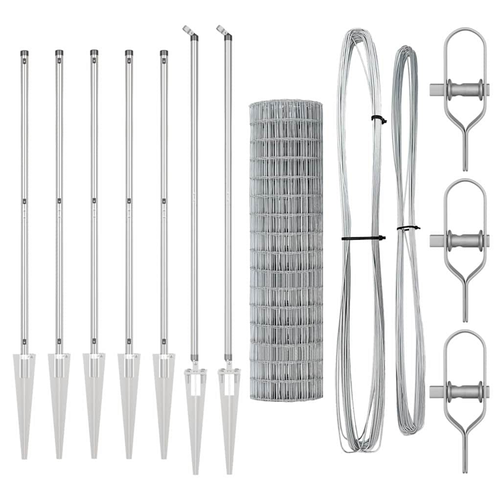Zaun mit Pfosten Silber 1.2 x 10 m Stahl