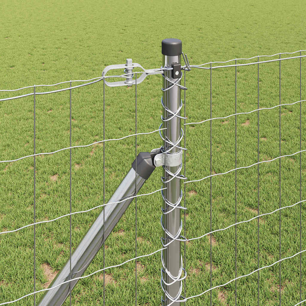 Zaun mit Pfosten Silber 1,4 x 10 m Stahl