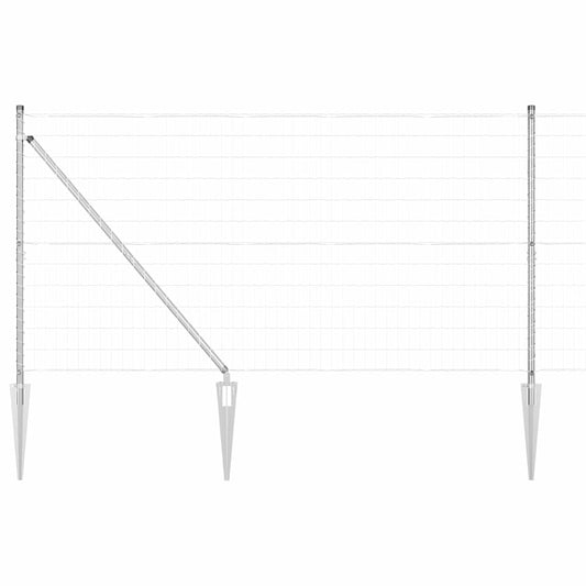 Zaun mit Pfosten Silber 1.4 x 10 m Stahl
