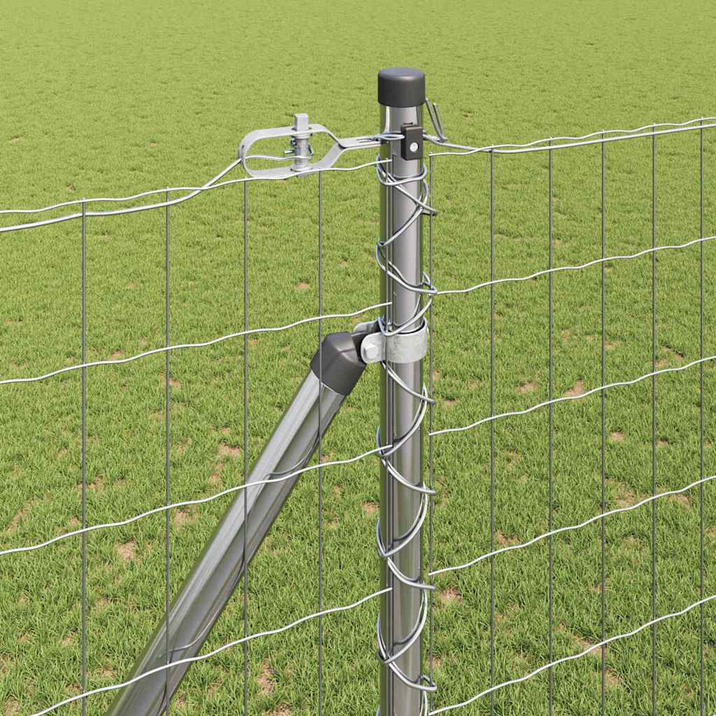 Zaun mit Pfosten Silber 1,6 x 10 m Stahl