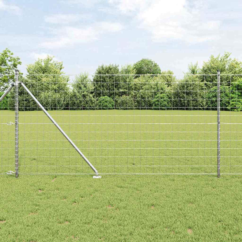 Zaun mit Pfosten Silber 1 x 10 m Stahl