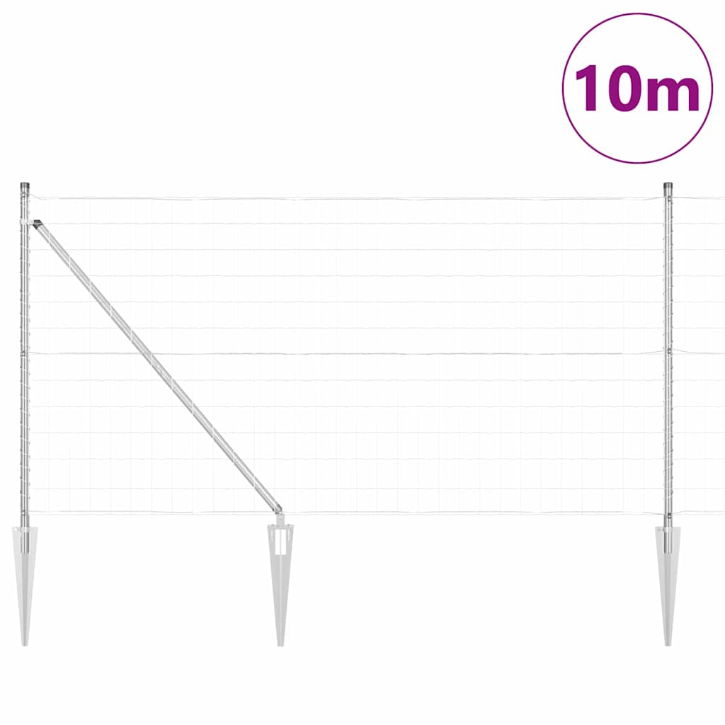 Zaun mit Pfosten Silber 1 x 10 m Stahl