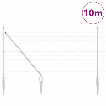 Zaun mit Pfosten Silber 1 x 10 m Stahl