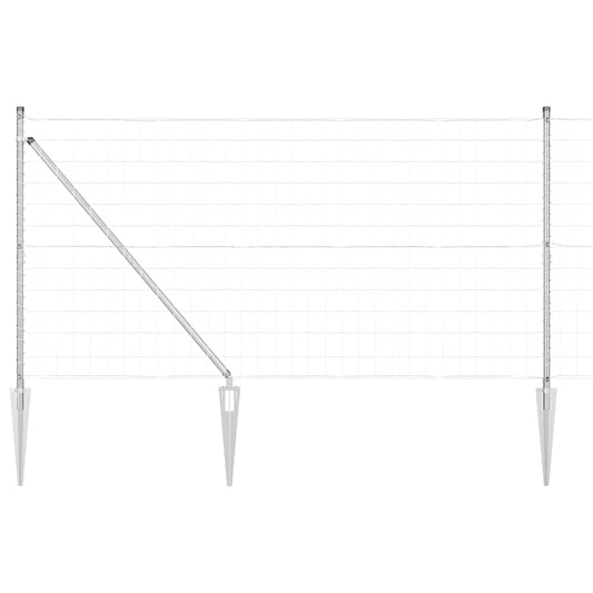 Zaun mit Pfosten Silber 1.2 x 10 m Stahl