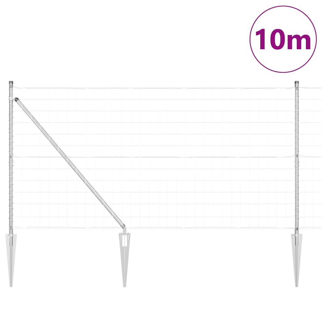 Zaun mit Pfosten Silber 1.2 x 10 m Stahl