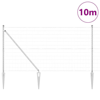 Zaun mit Pfosten Silber 1.2 x 10 m Stahl