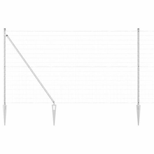 Zaun mit Pfosten Silber 1.5 x 10 m Stahl