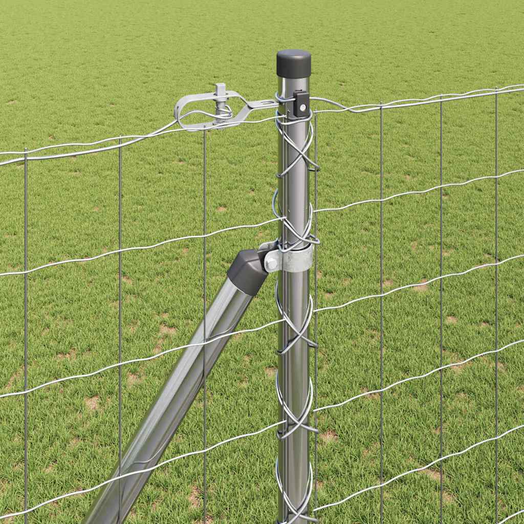 Zaun mit Pfosten Silber 1,6 x 10 m Stahl